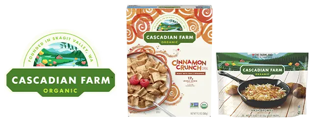 Cascadian Farm logo next to products