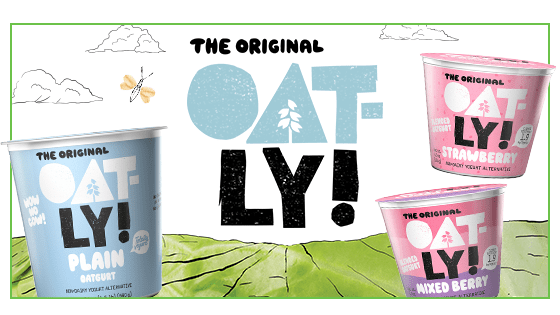 oatly logo surrounded by products