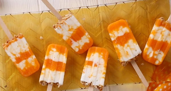 orange cream pops on a tablecloth