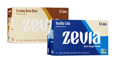 Cases of Zevia Soda