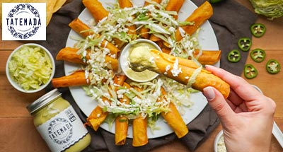 Chicken Flautas on a plate