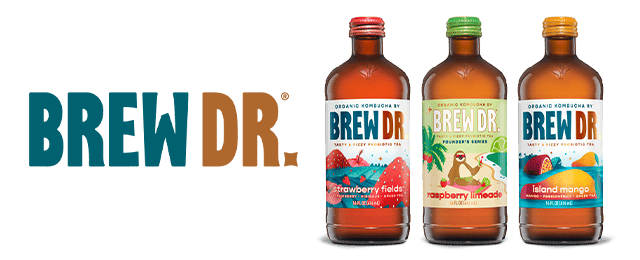 Brew Dr logo next to products