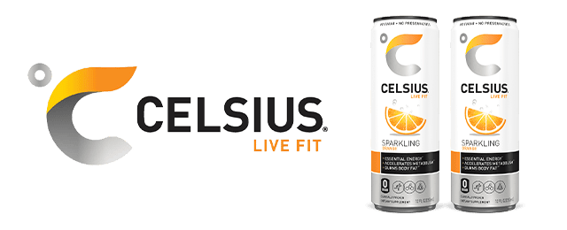 Celsius logo next to products