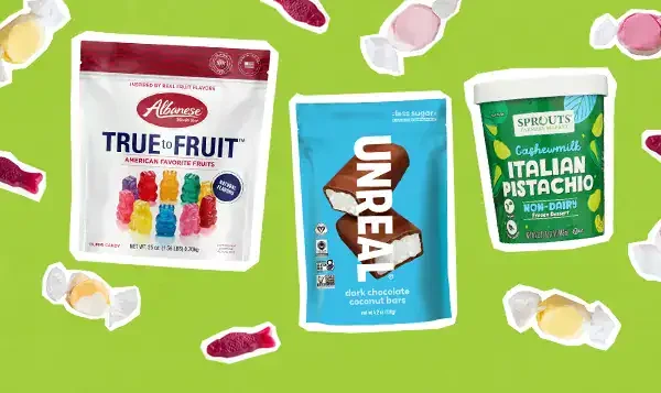 Albanese, Unreal and Sprouts Gelato items