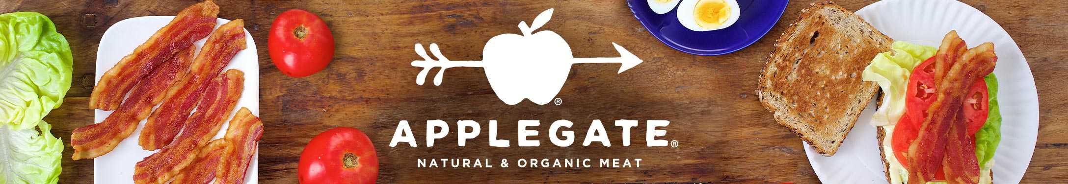 Applegate bacon image with Applegate logo in the center