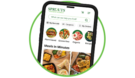 Phone with Sprouts App open on screen