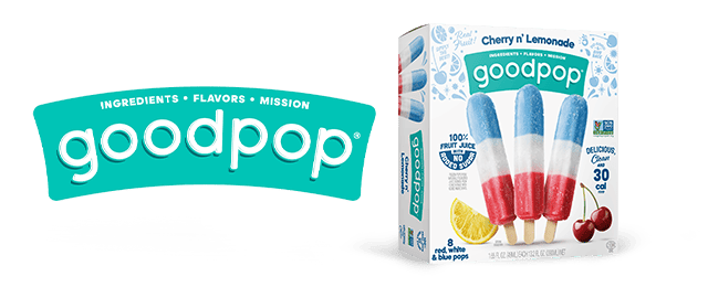 Goodpop logo next to a box of good pop ice cream bars