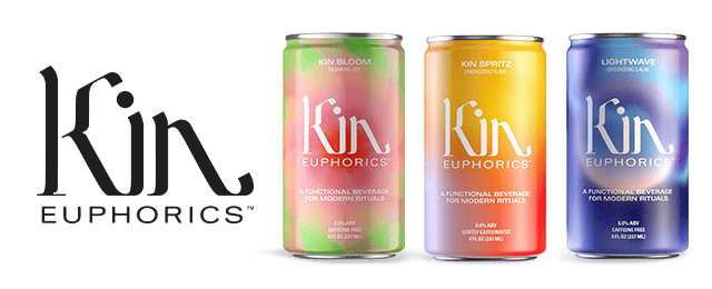 Kin Euphorics logo next to product