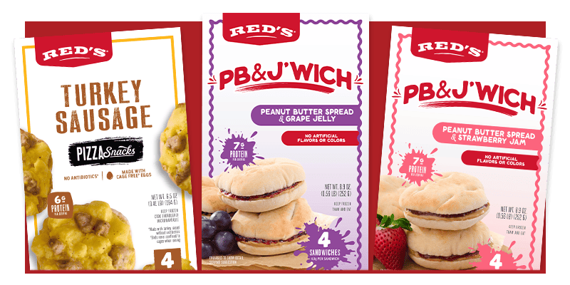 Red's turkey sausage and PB&J Wich products