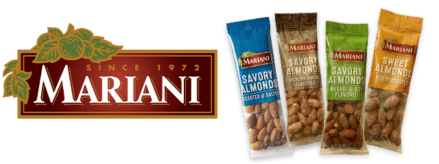 Mariani logo next to packages of nuts