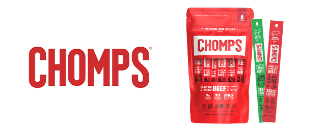 chomps logo next to product packaging