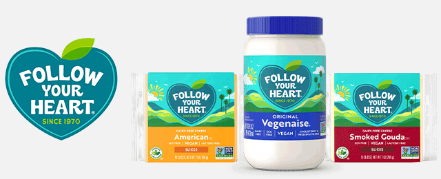 Follow Your Heart logo next to products