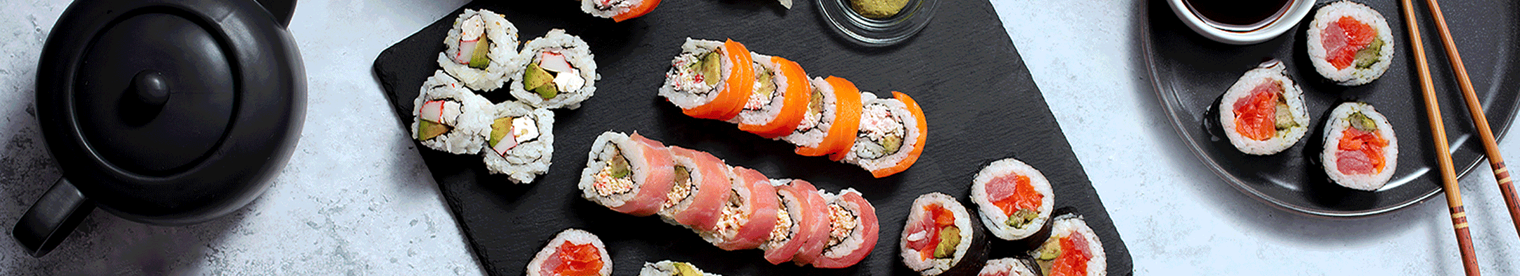 sushi on a serving platter