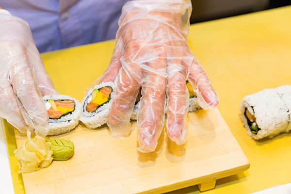 sushi being prepared