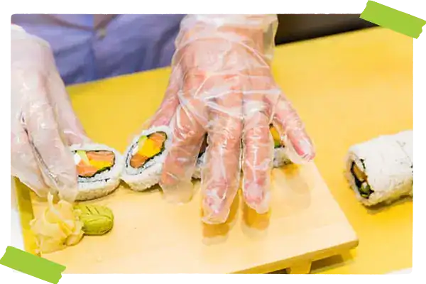 Sushi being prepared