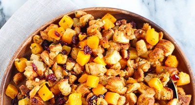 Stuffing in a serving bowl