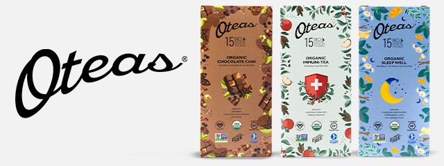 oteas logo next to product varieties