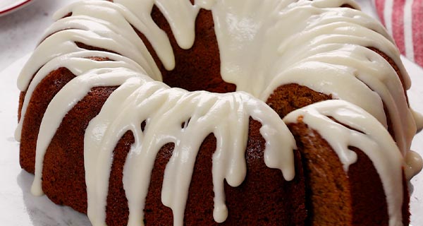 ginger bread cake with a slice taken out