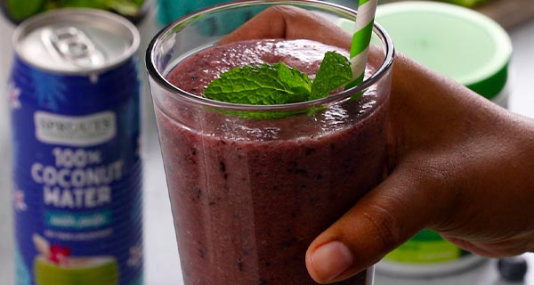 Citrus blueberry smoothie in a glass