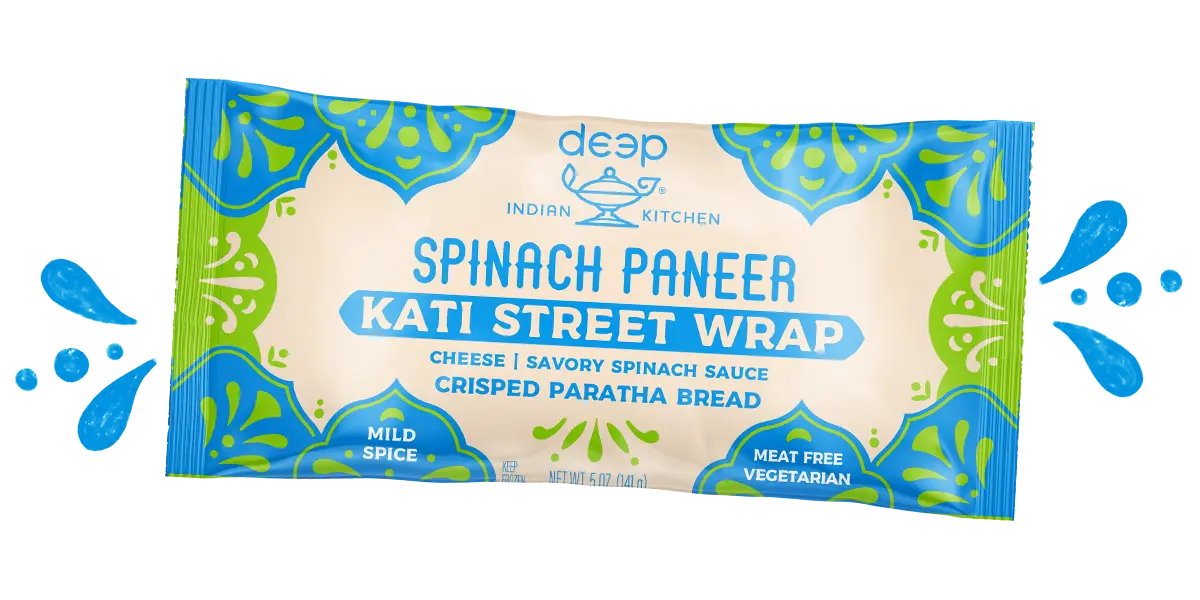 Deep Indian Kitchen Chicken Spinach Paneer Kati Street Wrap packaging