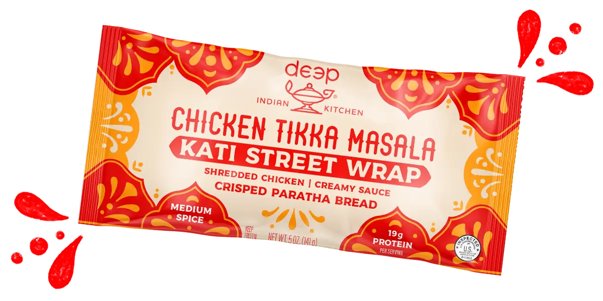 Deep Indian Kitchen Chicken Tikka Masala Kati Street Wrap packaging