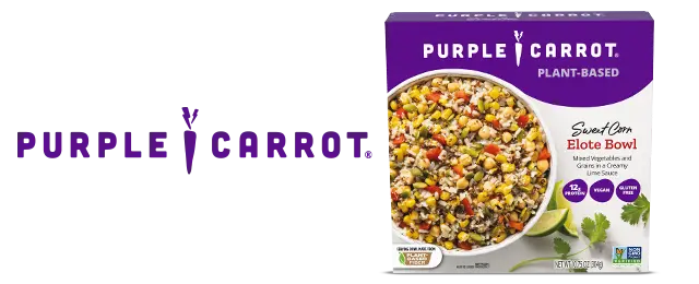 Purple Carrot logo next to product package