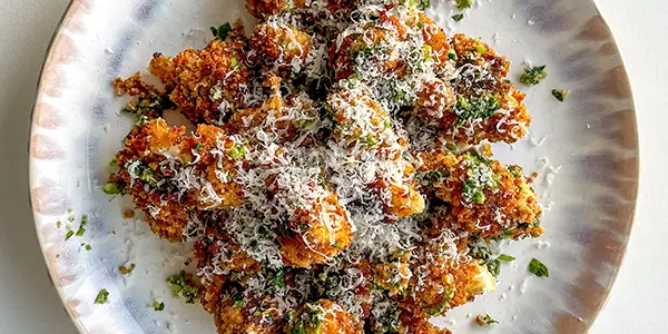 Cauliflower bites on a plate