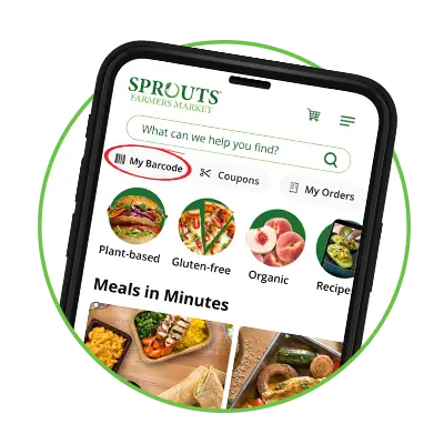 Phone with sprouts app open on screen