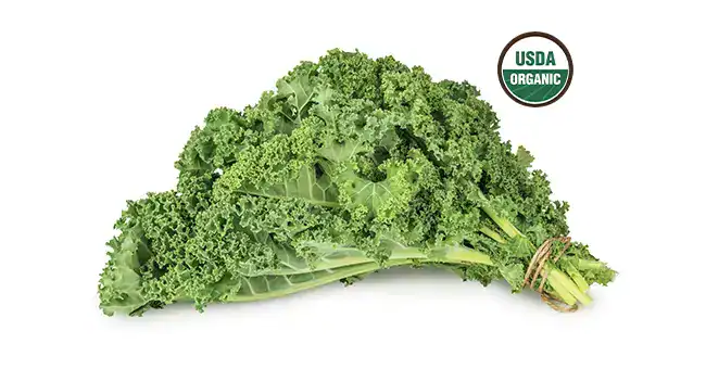 Green Kale with USDA Organic icon next to it
