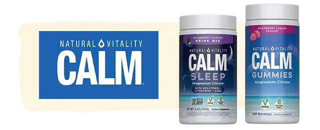 Natural Vitality CALM logo next to product variety