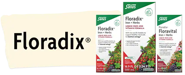 Floradix logo next to product variety