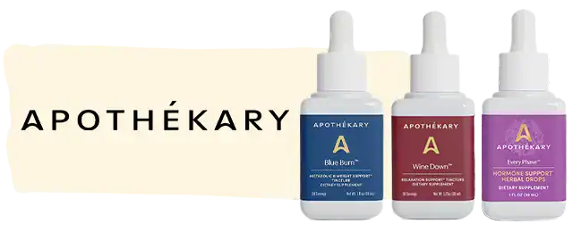 Apothekary logo next to products