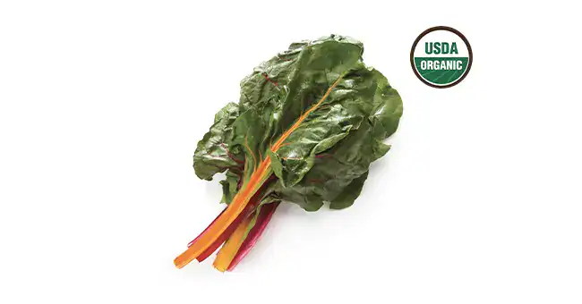 Rainbow Chard with USDA organic icon next to it