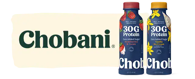 Chobani logo next to products