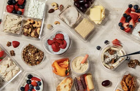 Deli snack boxes and parfaits