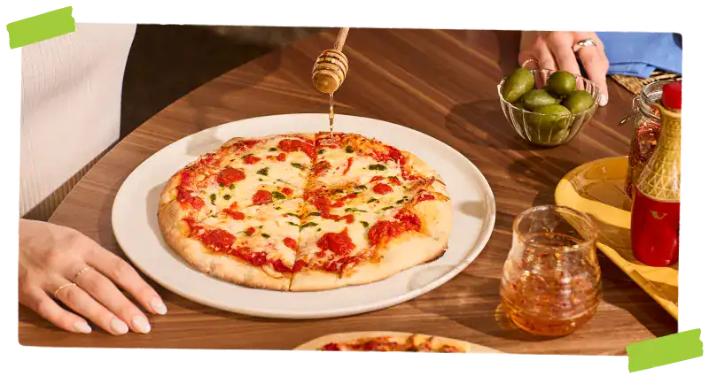 Margherita Pizza on a serving platter