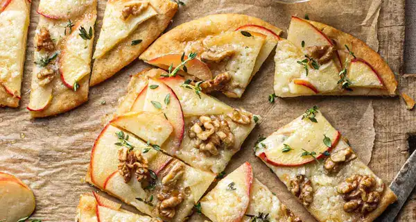 Apple Brie Flatbread with Walnuts and Honey