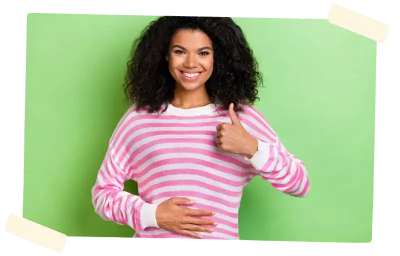 Woman with a hand on her stomach