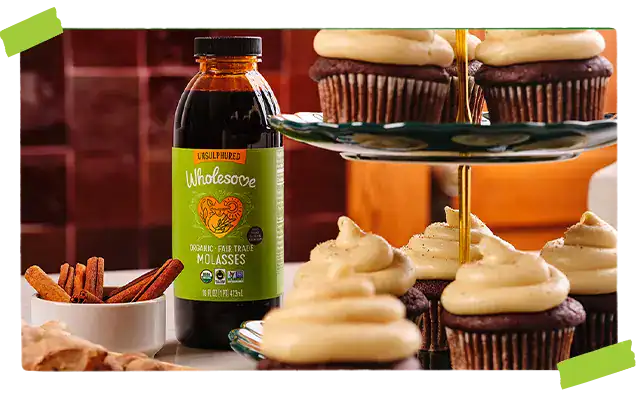 Molasses next to cupcakes