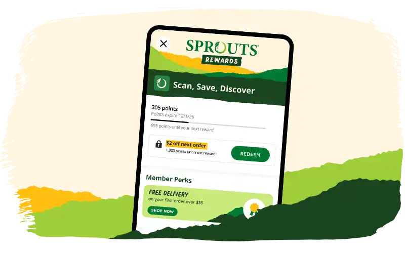 Sprouts rewards app open on a phone screen