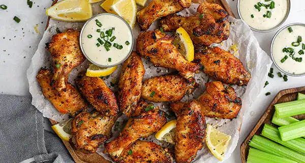 Crispy Oven-Baked Lemon Garlic Chicken Wings